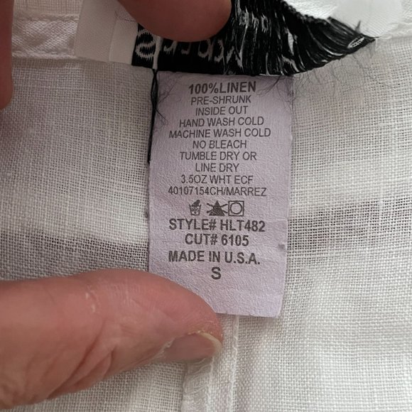 Snappy Turtle Tunic 100% Linen Lagenlook White Cowl Neck Pockets 1/2 Sleeve Sz S - Picture 8 of 9